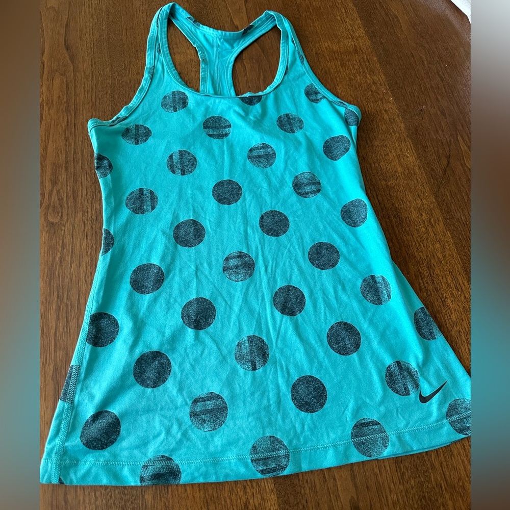 Nike teal women’s size small running workout tank polkadot